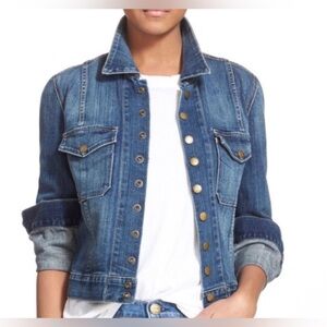 Current/Elliott Blue Denim Snap Jacket-unisex